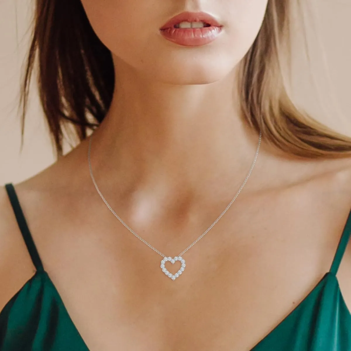 TimeLess Classics 14K Gold Lab Grown Diamond Heart Neckalce Pendant For Women From 0.50-2 CTW | Color E-F | Clarity VS1-VS2