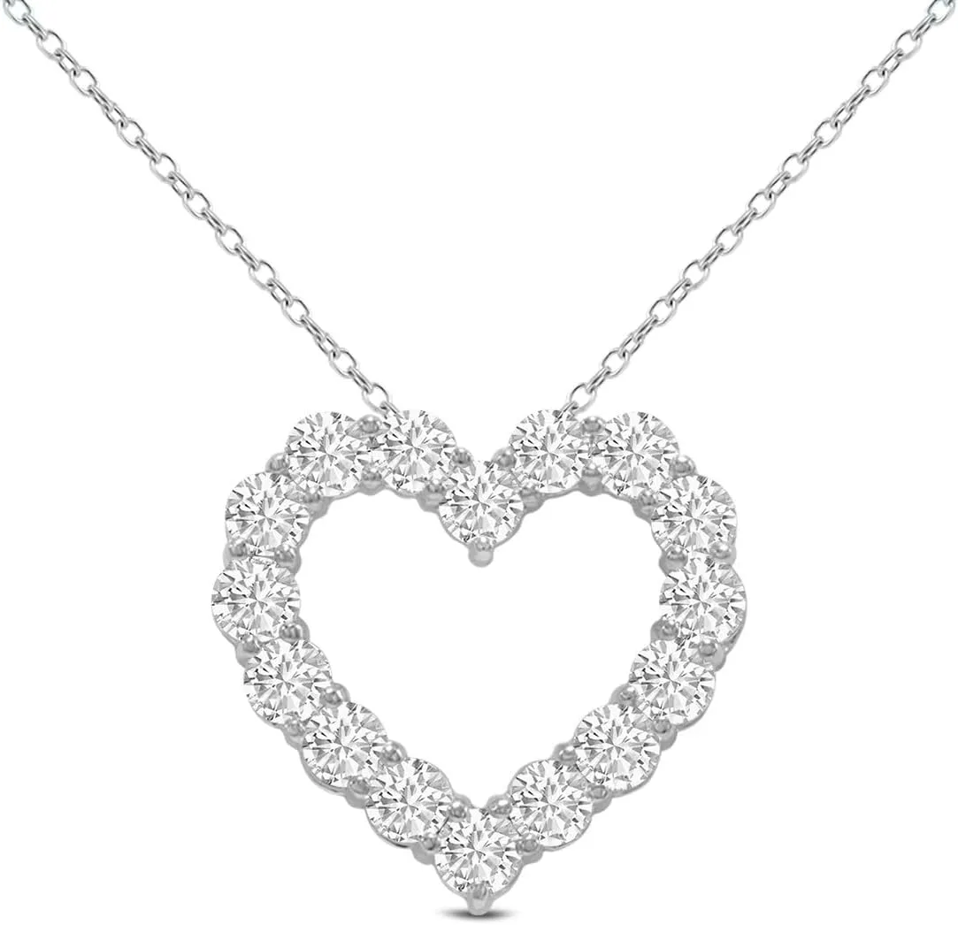 TimeLess Classics 14K Gold Lab Grown Diamond Heart Neckalce Pendant For Women From 0.50-2 CTW | Color E-F | Clarity VS1-VS2