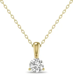 TimeLess Classics Women's 3-Prong Set Round Cut Lab Grown Solitaire Diamond Pendant Necklace in 14K Gold (Available From 0.25-3 CTW)