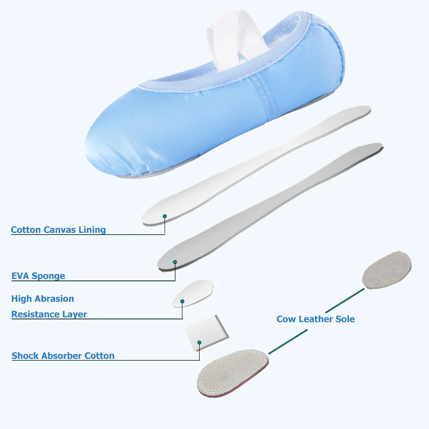 TRIPLE DEER Ballet Shoes for Girls, Satin Dance Practice Slippers Split Soft Leather Flat Sole Yoga Gymnastics Shoes (Toddler/Little/Big Kid)
