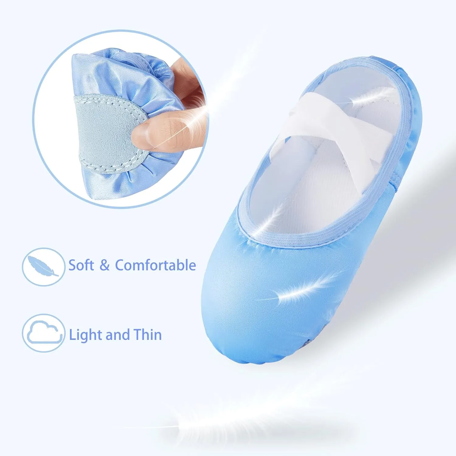 TRIPLE DEER Ballet Shoes for Girls, Satin Dance Practice Slippers Split Soft Leather Flat Sole Yoga Gymnastics Shoes (Toddler/Little/Big Kid)
