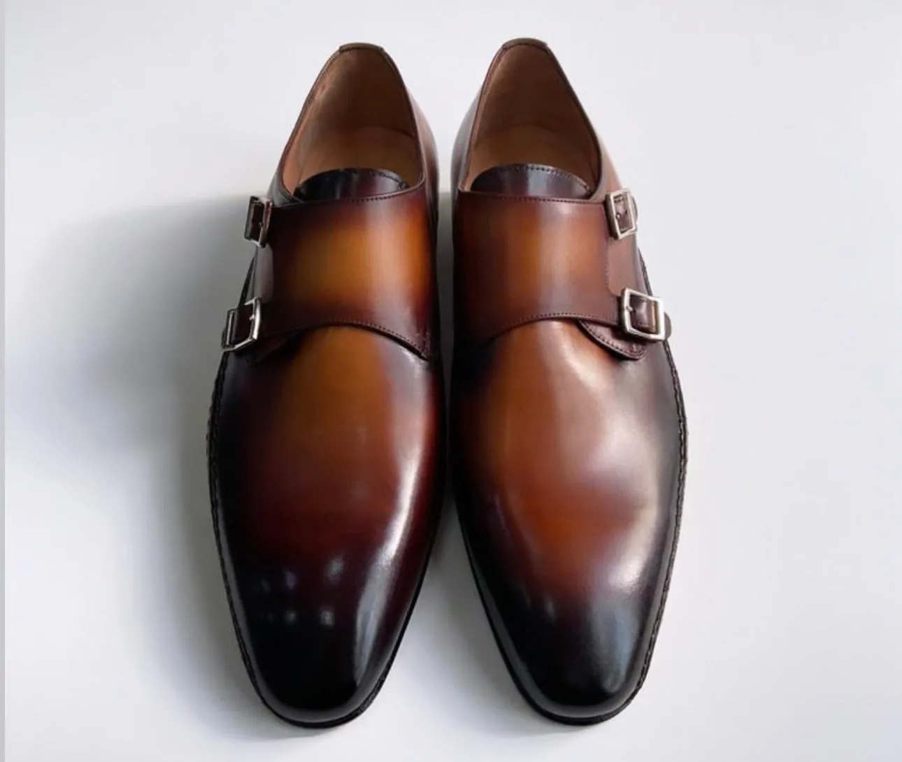Tucci Di Lusso Mens Special Edition Burnished Brown Double Monkstrap Italian leather handmade luxury shoes