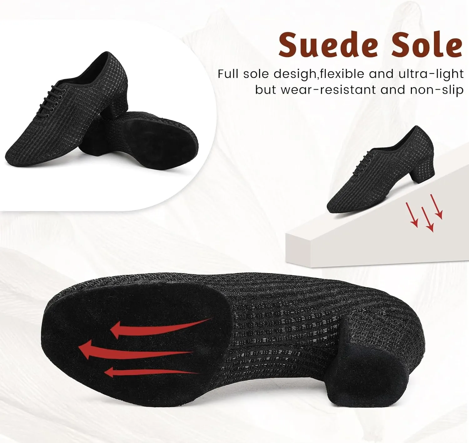 Women's Ballroom Dance Shoes Closed Toe Lace up Low Heel Latin Tango Professional Teaching Practice Dance Shoes,Model LHD-301-3cm Heel