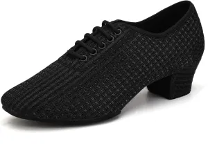 Women's Ballroom Dance Shoes Closed Toe Lace up Low Heel Latin Tango Professional Teaching Practice Dance Shoes,Model LHD-301-3cm Heel