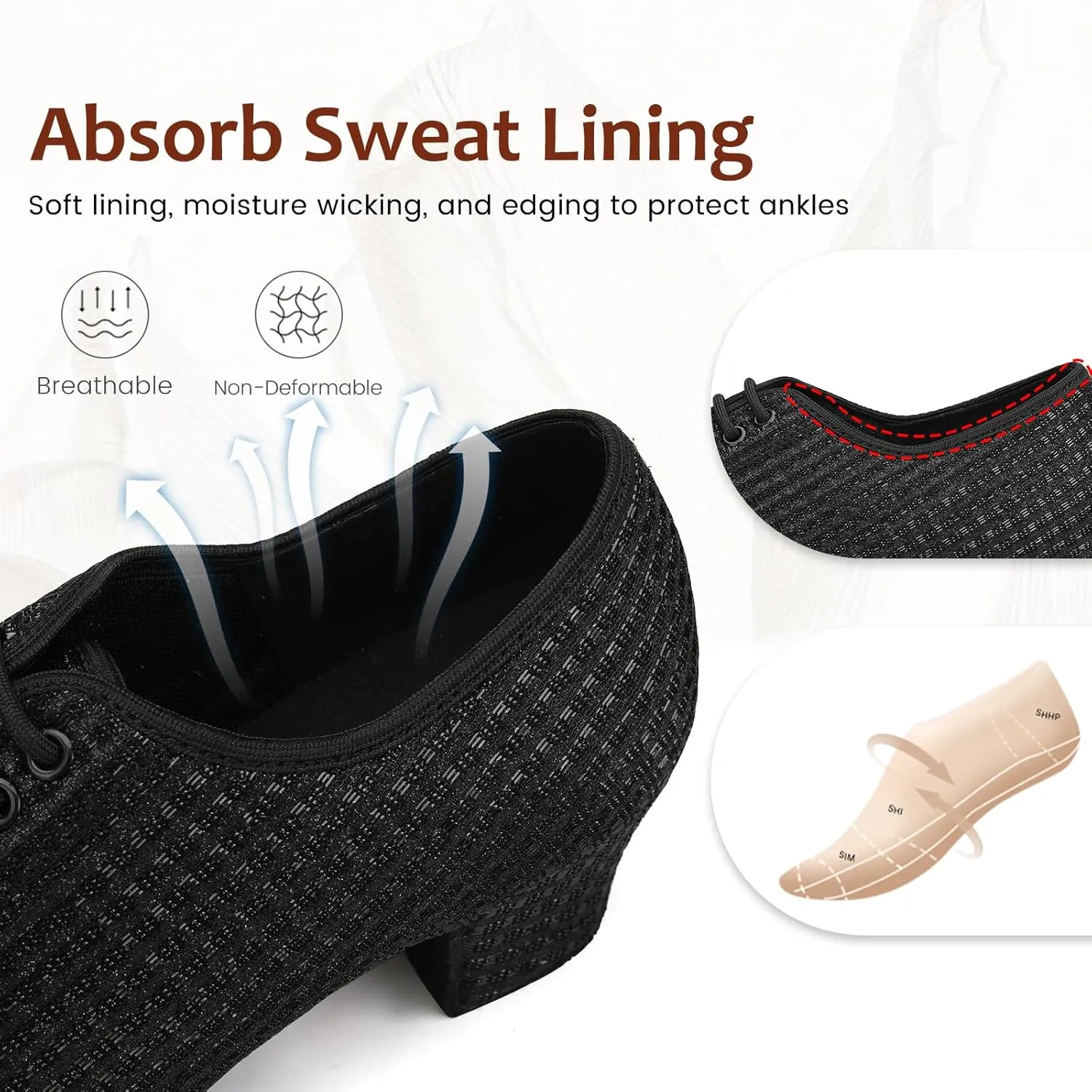 Women's Ballroom Dance Shoes Closed Toe Lace up Low Heel Latin Tango Professional Teaching Practice Dance Shoes,Model LHD-301-3cm Heel