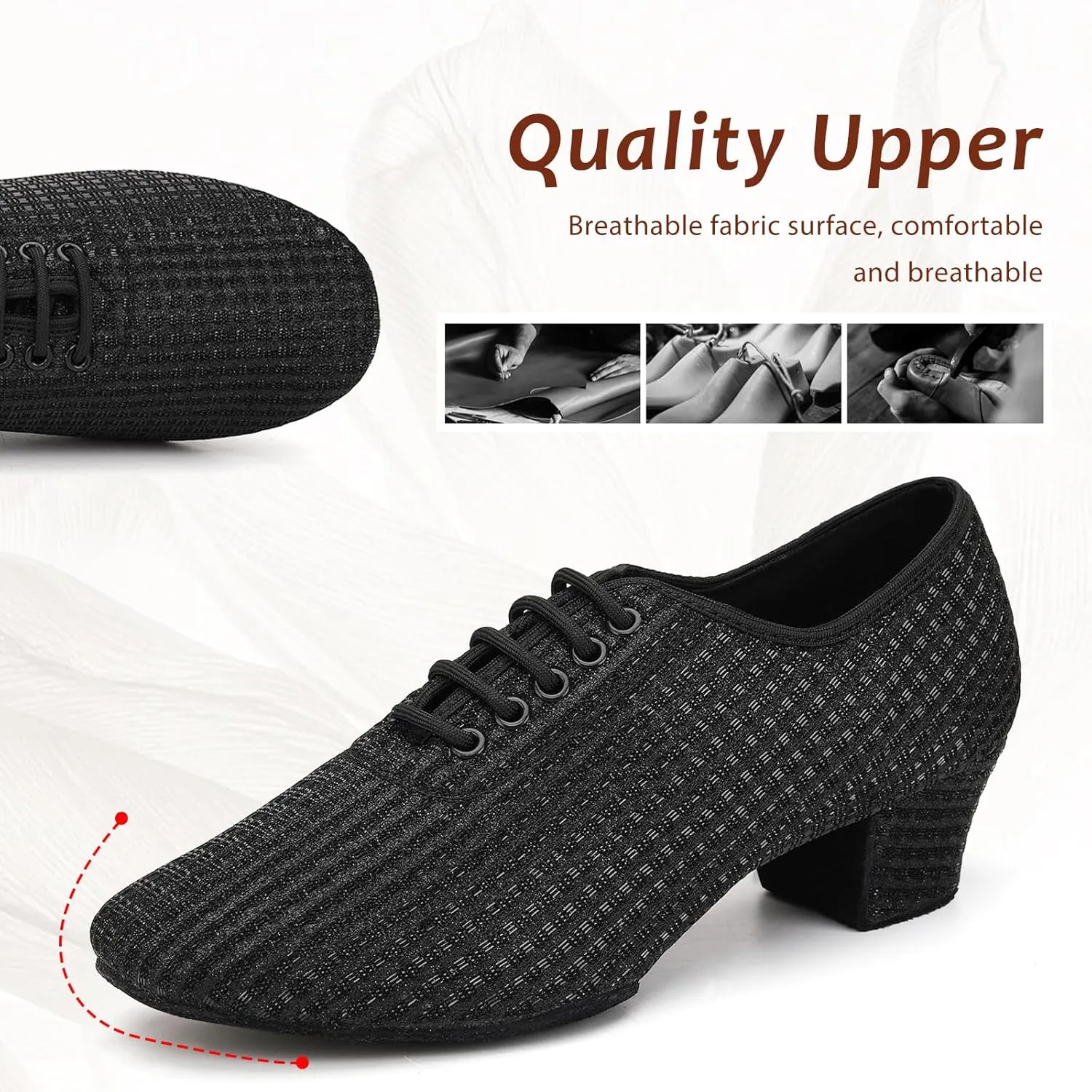 Women's Ballroom Dance Shoes Closed Toe Lace up Low Heel Latin Tango Professional Teaching Practice Dance Shoes,Model LHD-301-3cm Heel