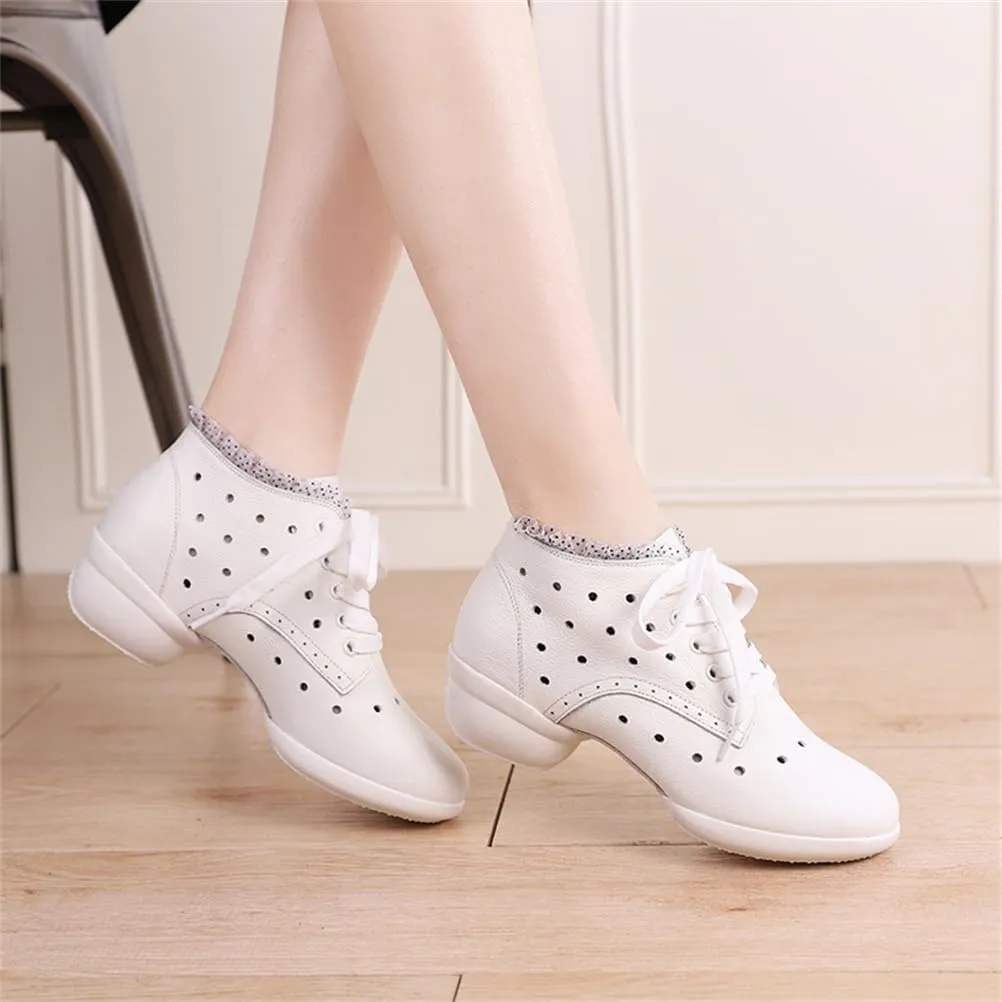 Womens Dance Shoes, Lace-Up Jazz Walking Trainers Outdoor Split Sole Lightweight Breathable Lady Ballroom Footwear