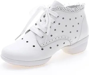 Womens Dance Shoes, Lace-Up Jazz Walking Trainers Outdoor Split Sole Lightweight Breathable Lady Ballroom Footwear