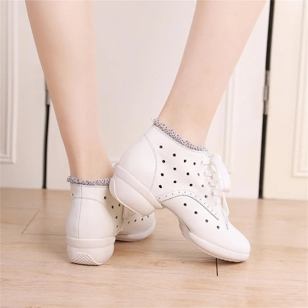 Womens Dance Shoes, Lace-Up Jazz Walking Trainers Outdoor Split Sole Lightweight Breathable Lady Ballroom Footwear