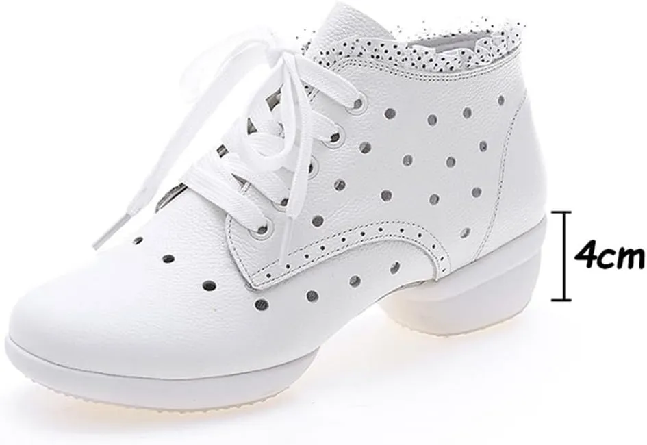 Womens Dance Shoes, Lace-Up Jazz Walking Trainers Outdoor Split Sole Lightweight Breathable Lady Ballroom Footwear