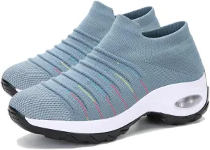 Womens Walking Shoes Breathable Non Slip Work Shoes Comfortable Air Cushion Orthopedic Slip on Sneakers with Arch Support
