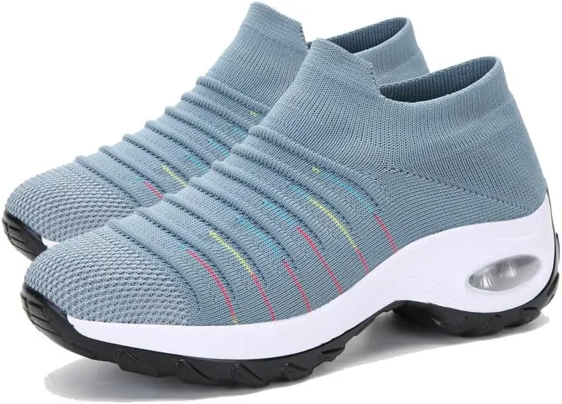 Womens Walking Shoes Breathable Non Slip Work Shoes Comfortable Air Cushion Orthopedic Slip on Sneakers with Arch Support