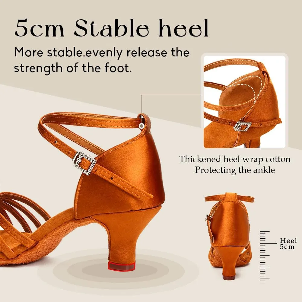 YKXLM Ballroom Latin Dance Shoes for Women Salsa Tango Practice Dancing Shoes 2 Inch Heel
