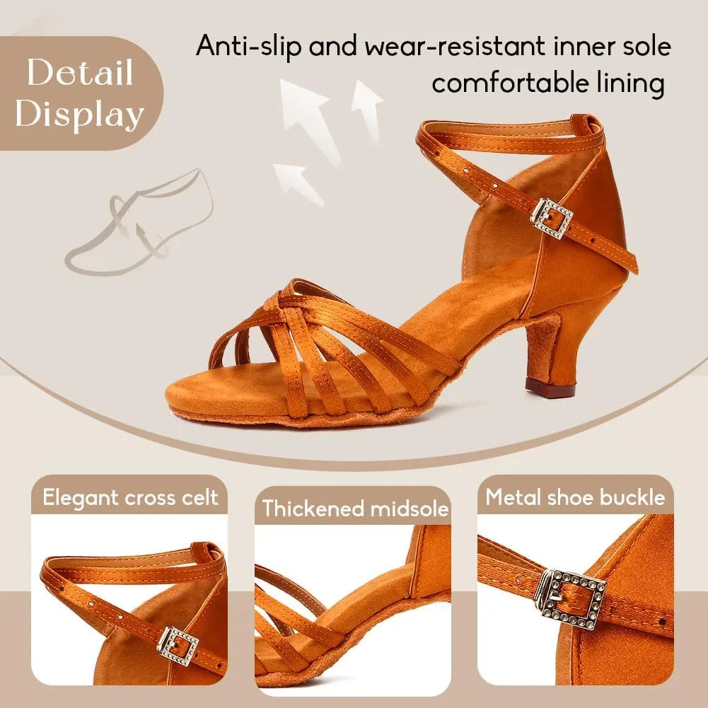 YKXLM Ballroom Latin Dance Shoes for Women Salsa Tango Practice Dancing Shoes 2 Inch Heel